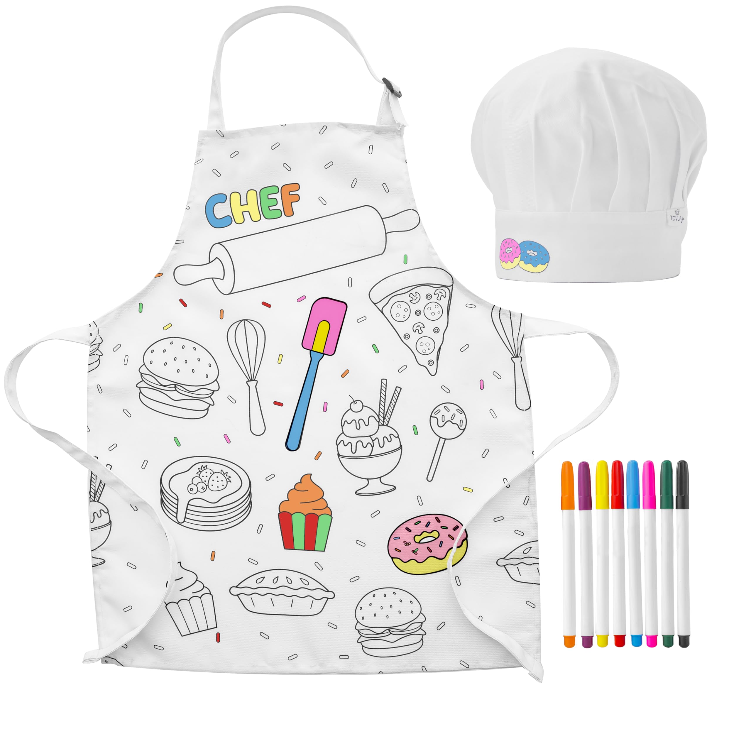 Delantal personalizable de TOVLA JR para niños, ideal para aprender cocina con nombre.