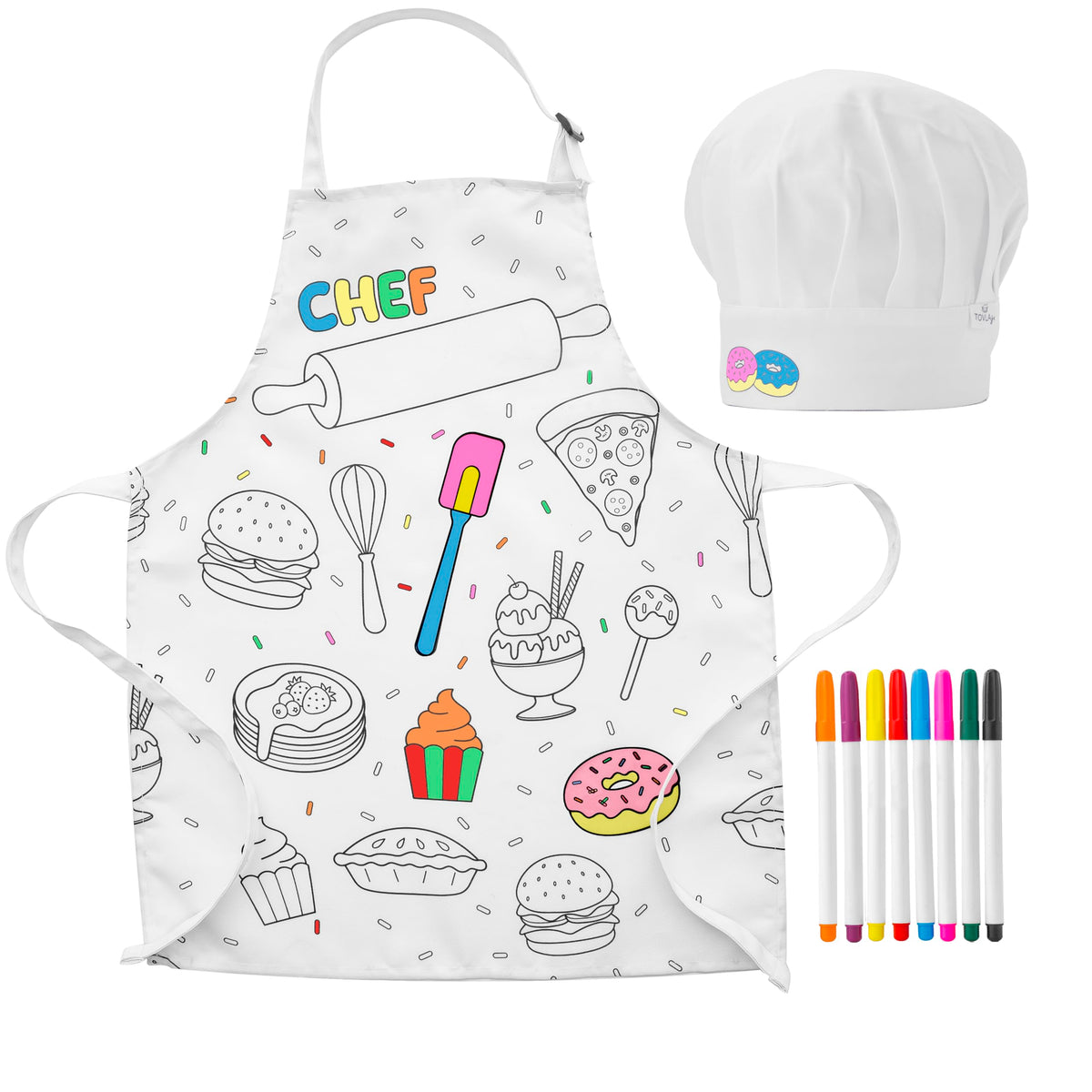 Delantal personalizable de TOVLA JR para niños, ideal para aprender cocina con nombre.
