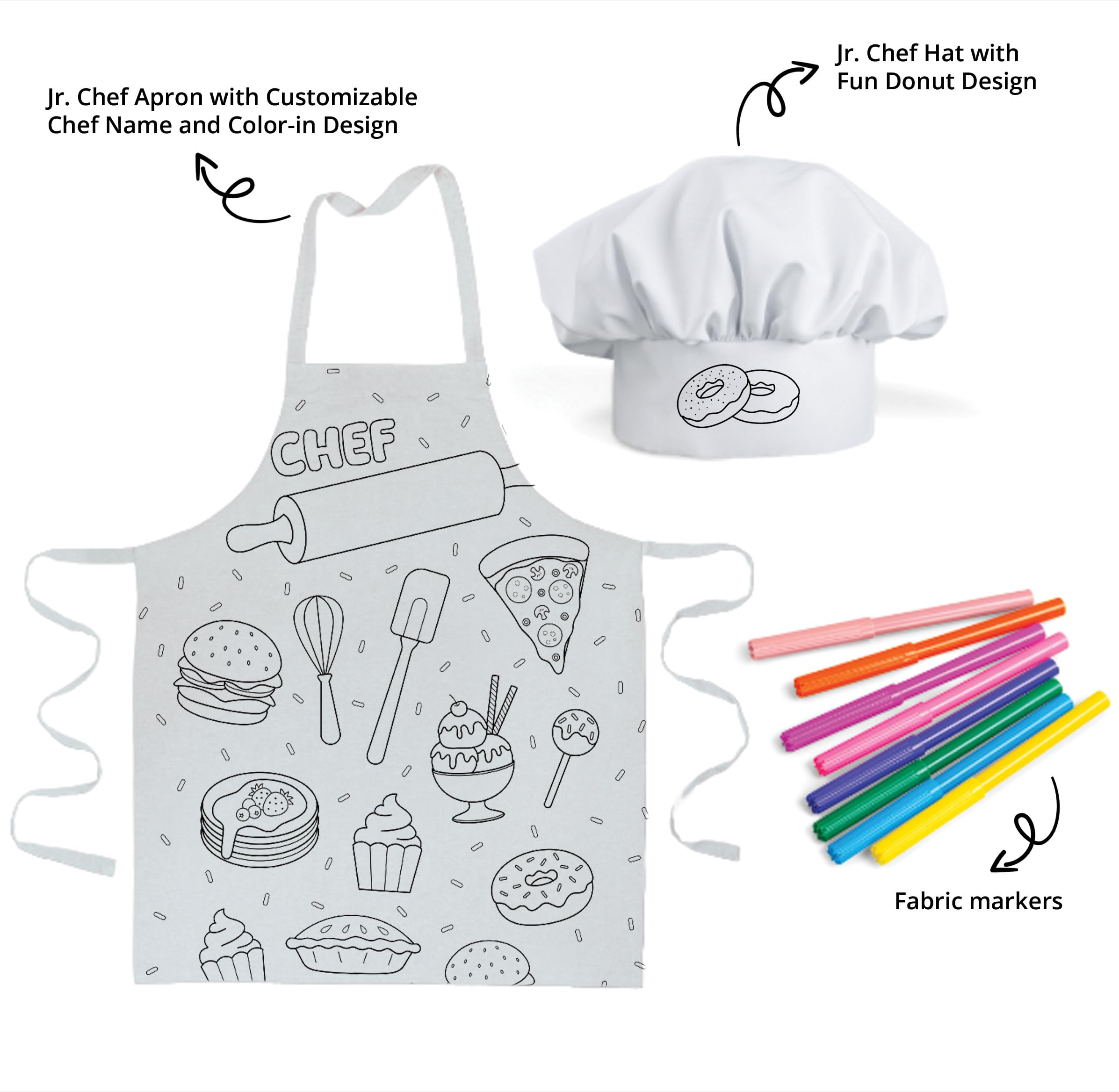Gorro de chef de TOVLA JR para niños, diseño para colorear creativo.