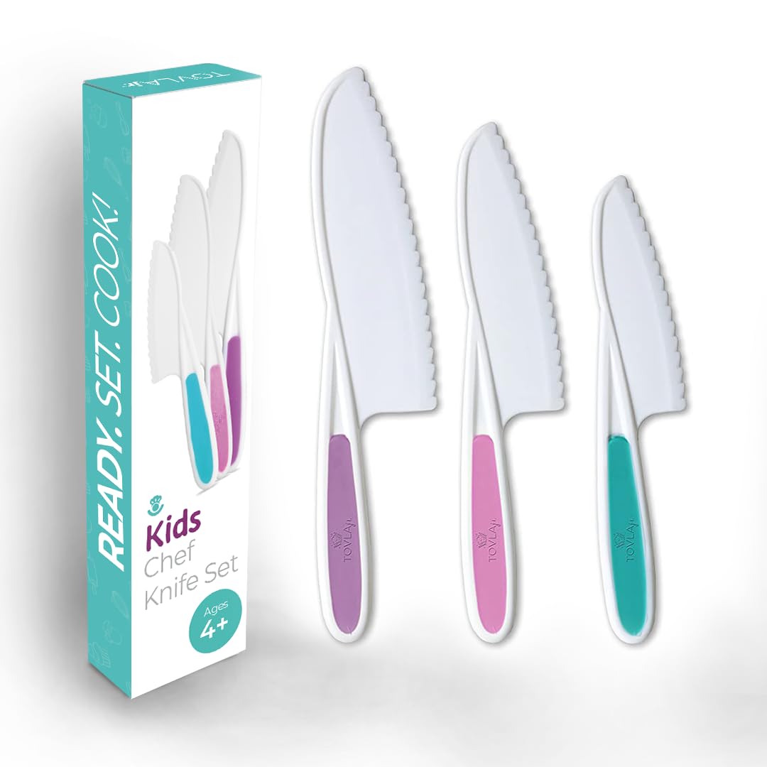 Conjunto de cuchillos Tovla Jr seguros para niños, perfecto para iniciar la cocina.