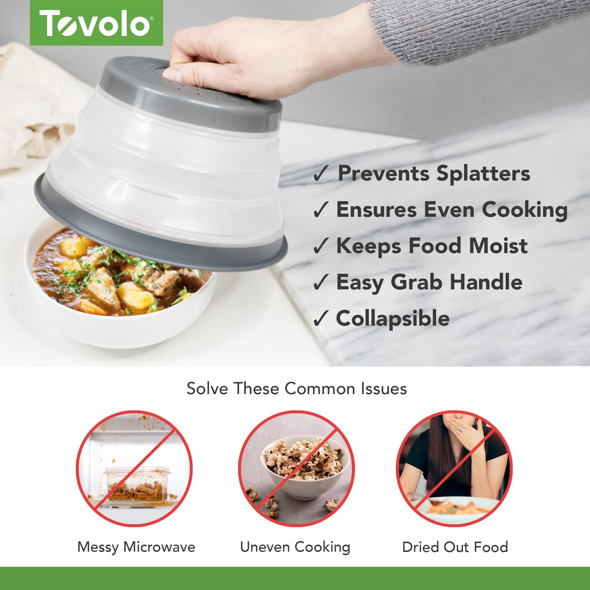Tovolo cubiertas para microondas trece pulgadas, aptas para recipientes grandes y limpieza fácil.