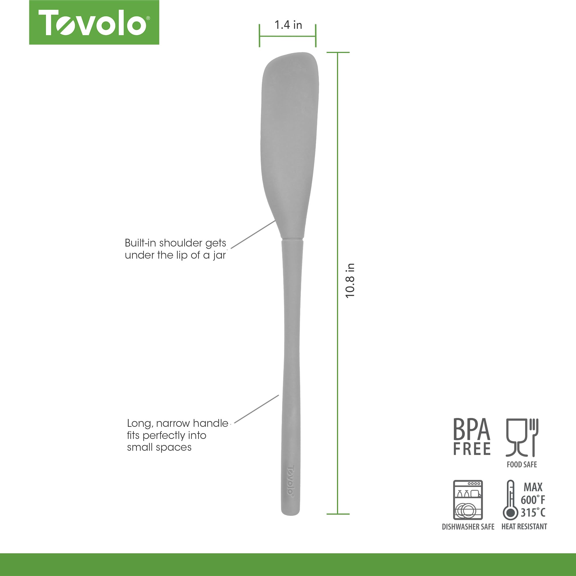 Espátula Tovolo apta para lavavajillas y libre de BPA.
