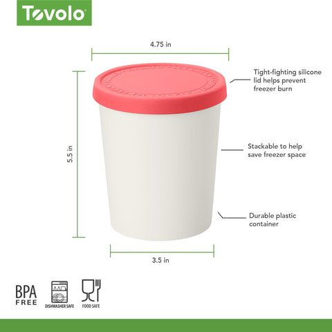 Tovolo Sweet Treat color rojo frambuesa facilita localizar el almacenamiento.
