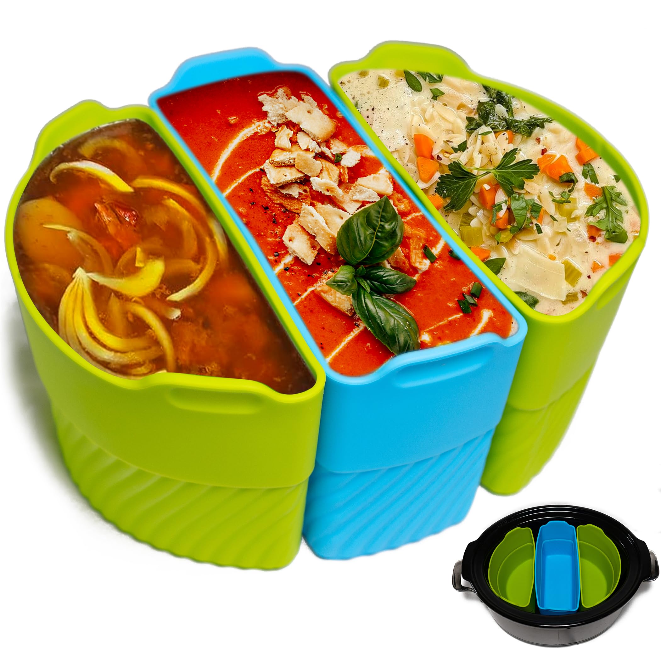 TOVU Makings: forro de silicona para olla lenta, juego de tres, facilita la limpieza.
