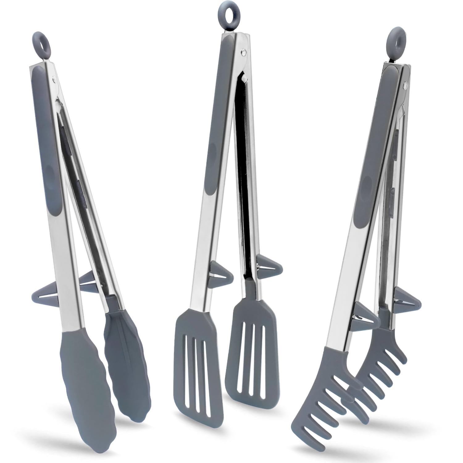Towingo pinzas de cocina de 12 pulgadas con puntas de silicona, aptas para sartenes antiadherentes y uso diario.