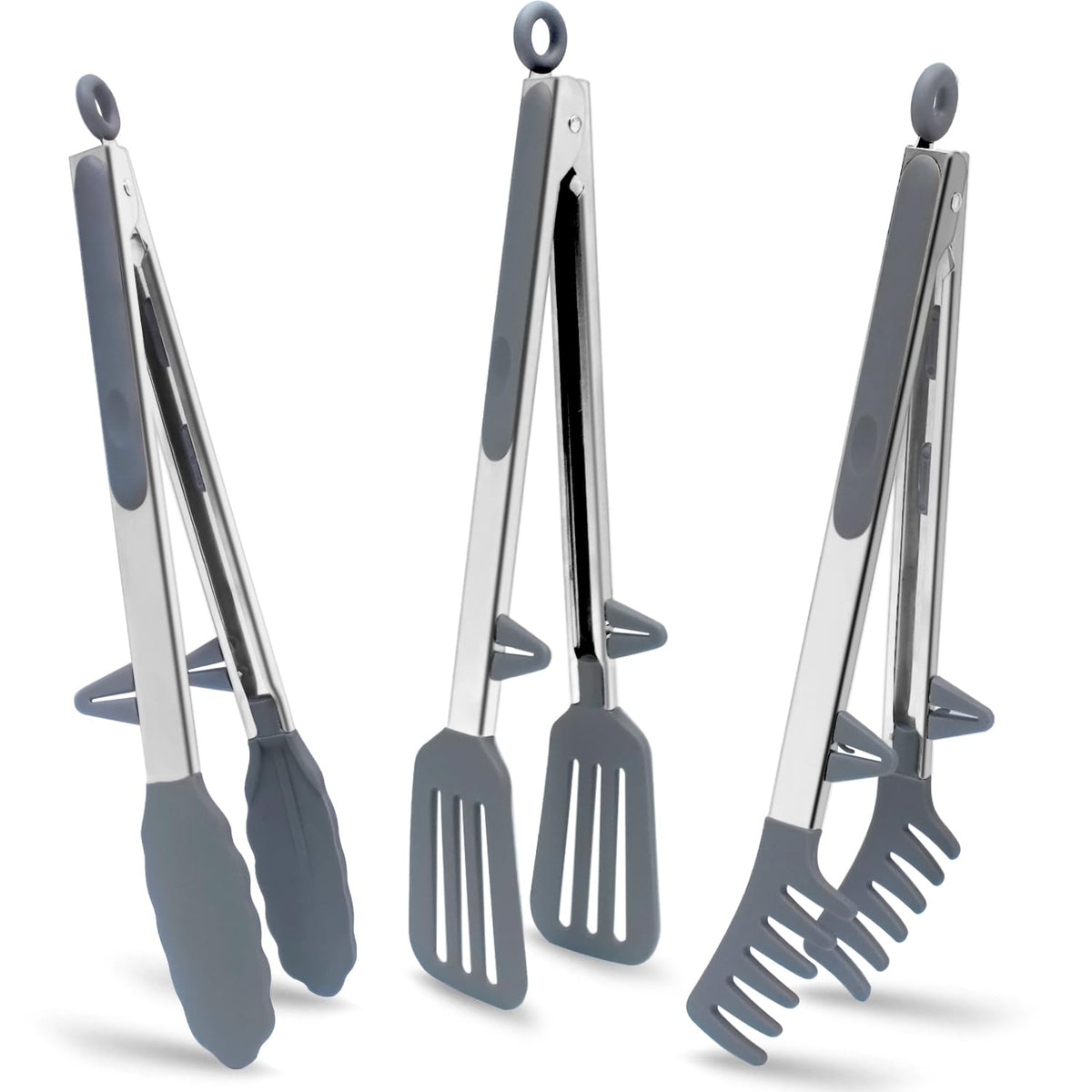 Towingo pinzas de cocina de 12 pulgadas con puntas de silicona, aptas para sartenes antiadherentes y uso diario.