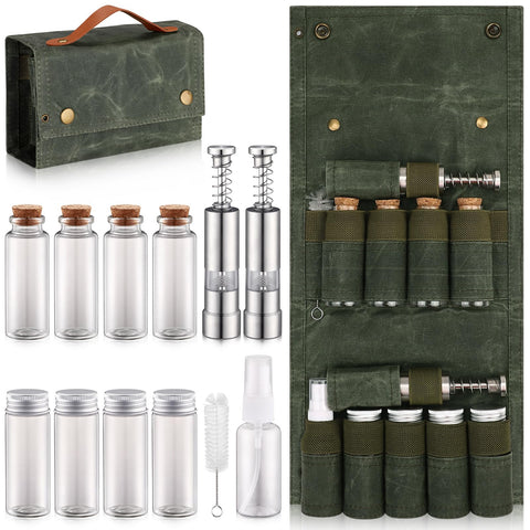 TOBWOLF bolsa de especias portátil para viaje, organizada y fácil de transportar.