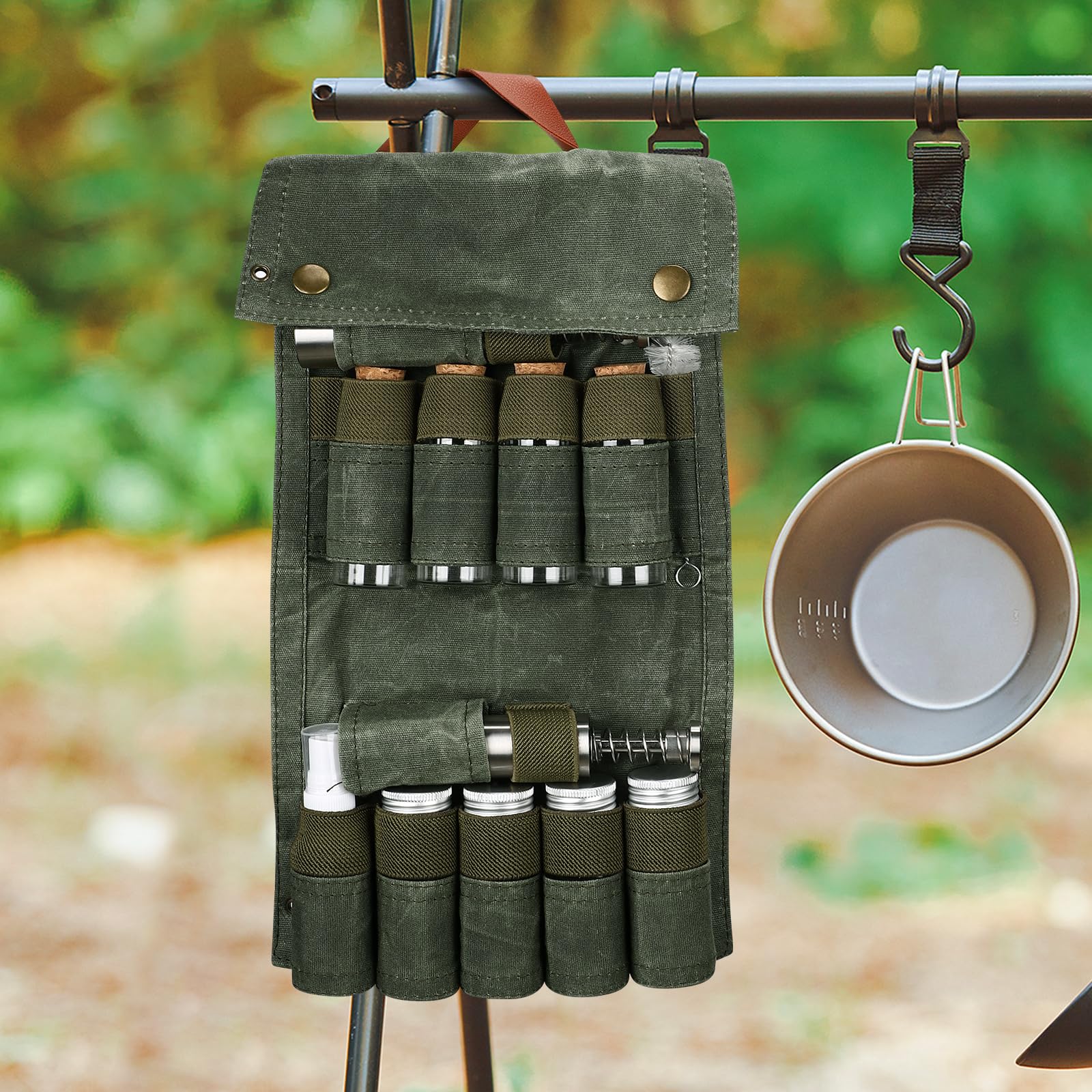 TOBWOLF bolsa de lona encerada plegable, almacenamiento compacto para viajar.