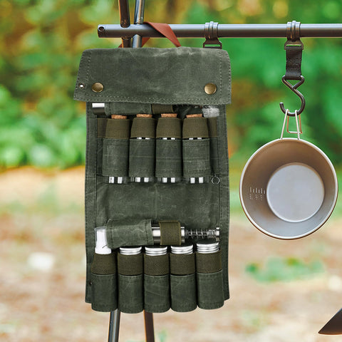 TOBWOLF bolsa de lona encerada plegable, almacenamiento compacto para viajar.