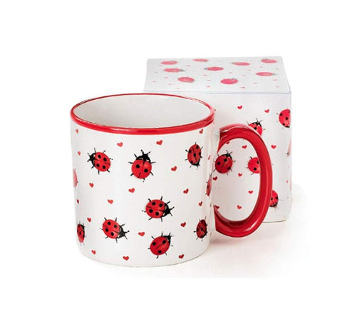 Taza Mariquita Toy Zany: taza de café decorativa, apta para microondas y lavavajillas.