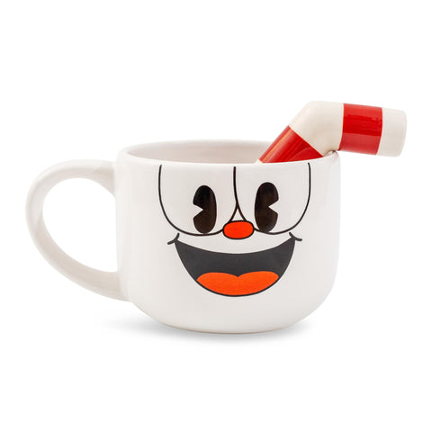 Taza Cuphead de Toynk con paja roja añade diversión durante el café.