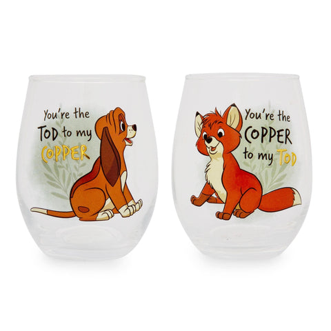 Vaso Toynk Fox y el Sabueso con forma lágrima, ideal para compartir momentos.