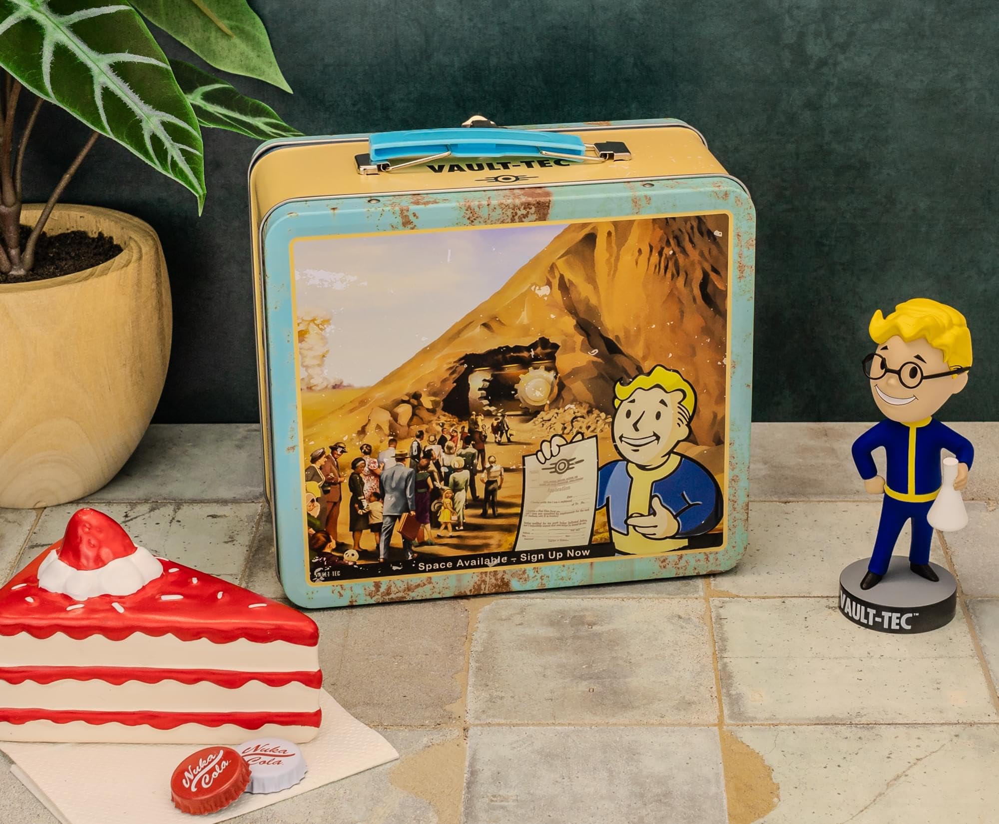 Toynk Vault-Tec lonchera, acabado metálico duradero para uso cotidiano