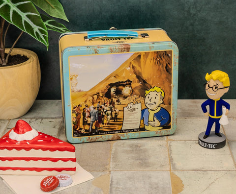 Toynk Vault-Tec lonchera, acabado metálico duradero para uso cotidiano