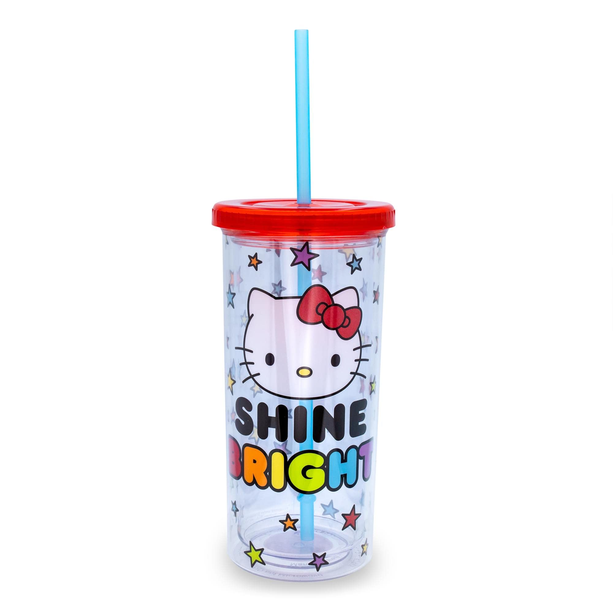 Vaso Toynk Hello Kitty Shine Bright Carnival 20oz para bebidas frías, ideal para uso diario.