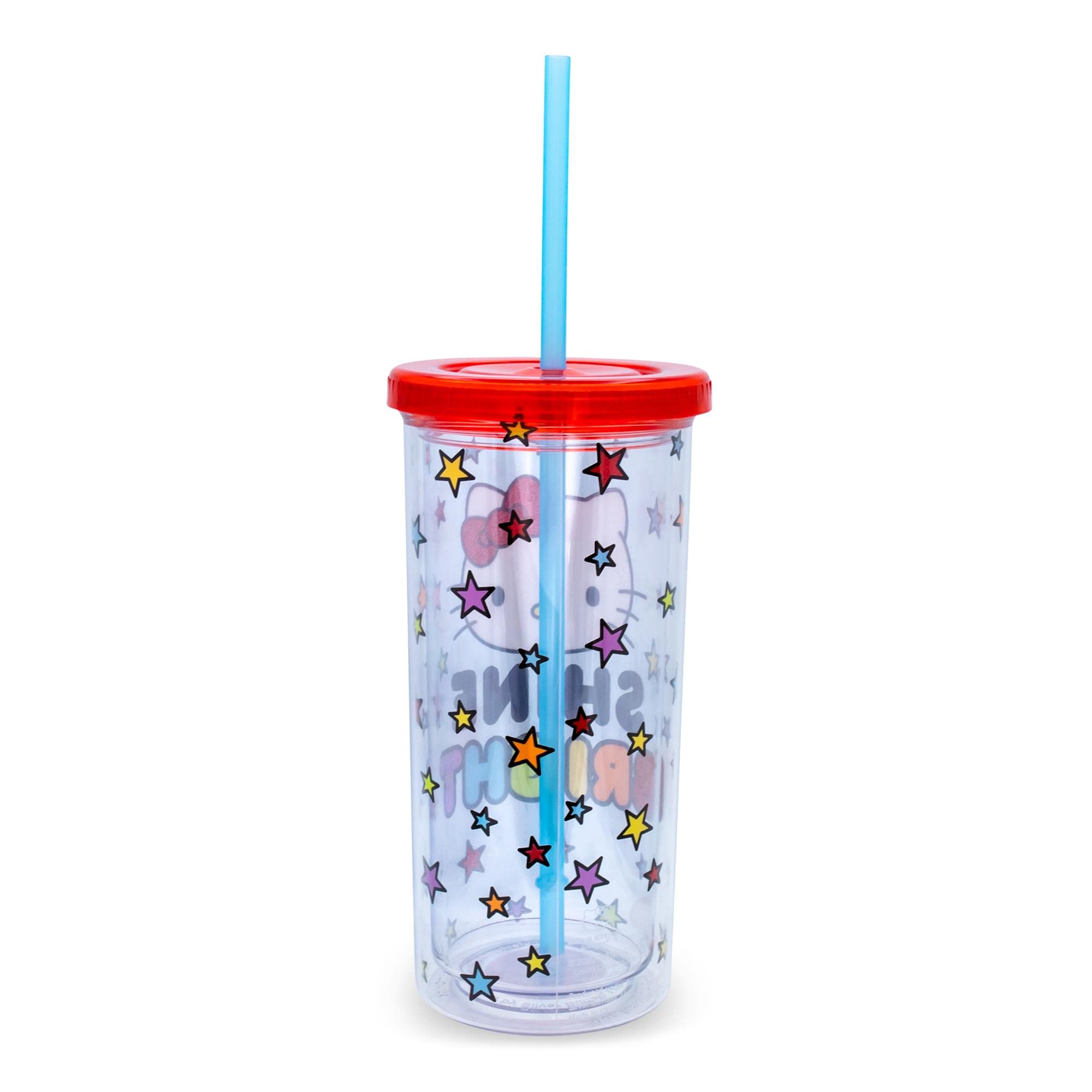 Vaso Toynk Hello Kitty con tapa segura, perfecto para llevar bebidas frías sin derrames.