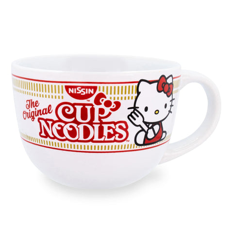 Toynk Hello Kitty x Nissin Cup Noodles, frente: taza amplia para sopa y café