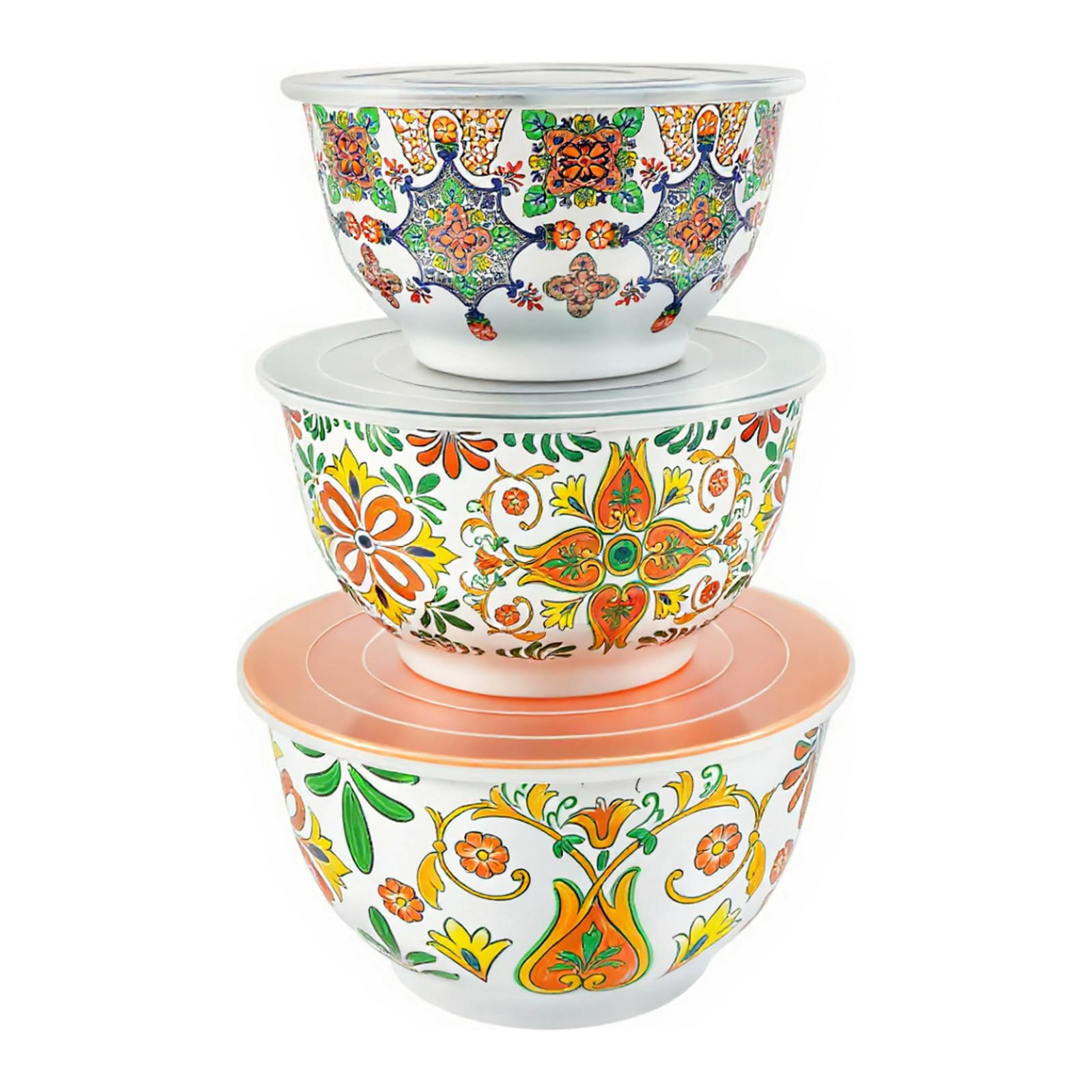 TP juego de tazones grandes para mezclar con tapas, ideal para ensaladas o batidos.