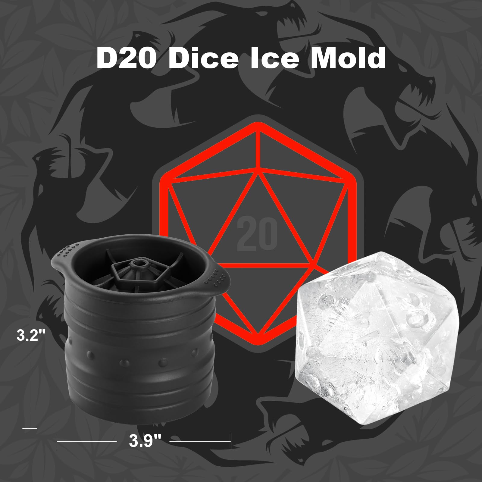 Dados en hielo D20 para cócteles, diversión temática para D&D.
