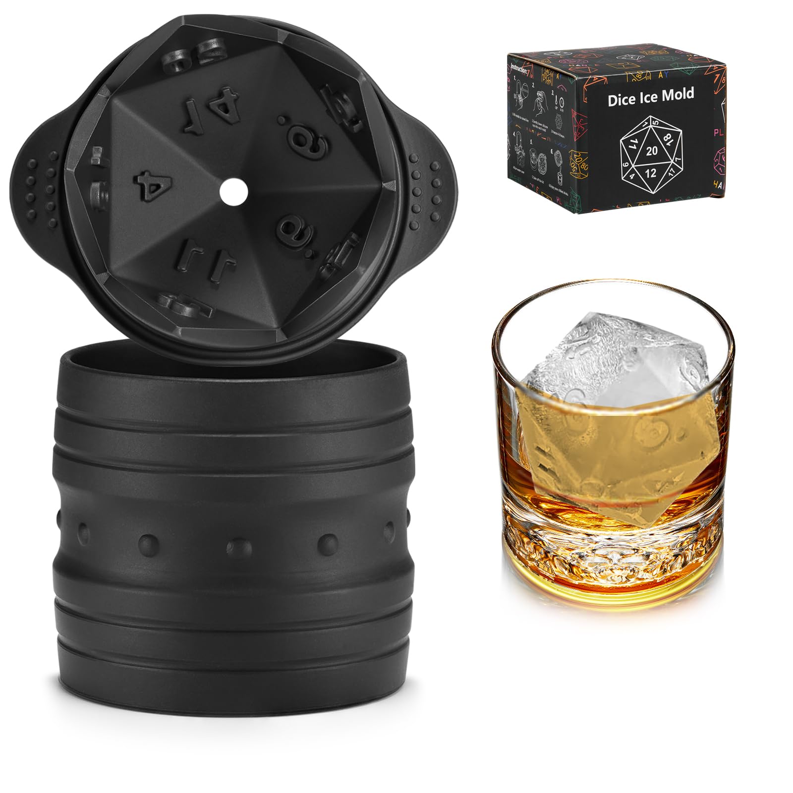 TPPICK molde D20 para dados de hielo, ideal para cócteles.