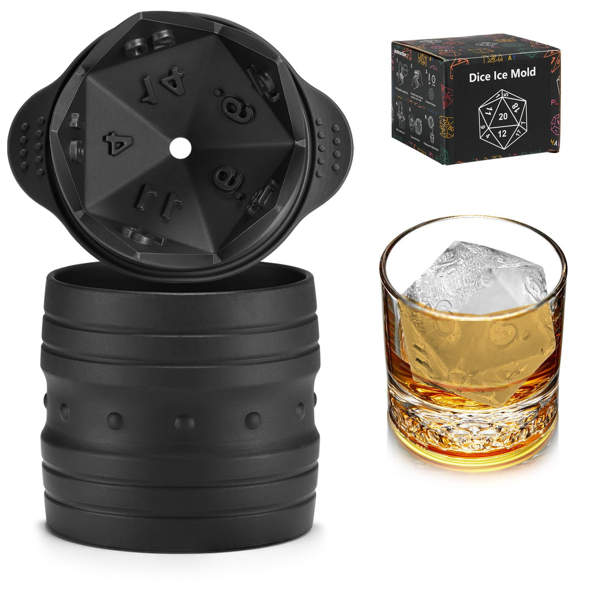 TPPICK molde D20 para dados de hielo, ideal para cócteles.