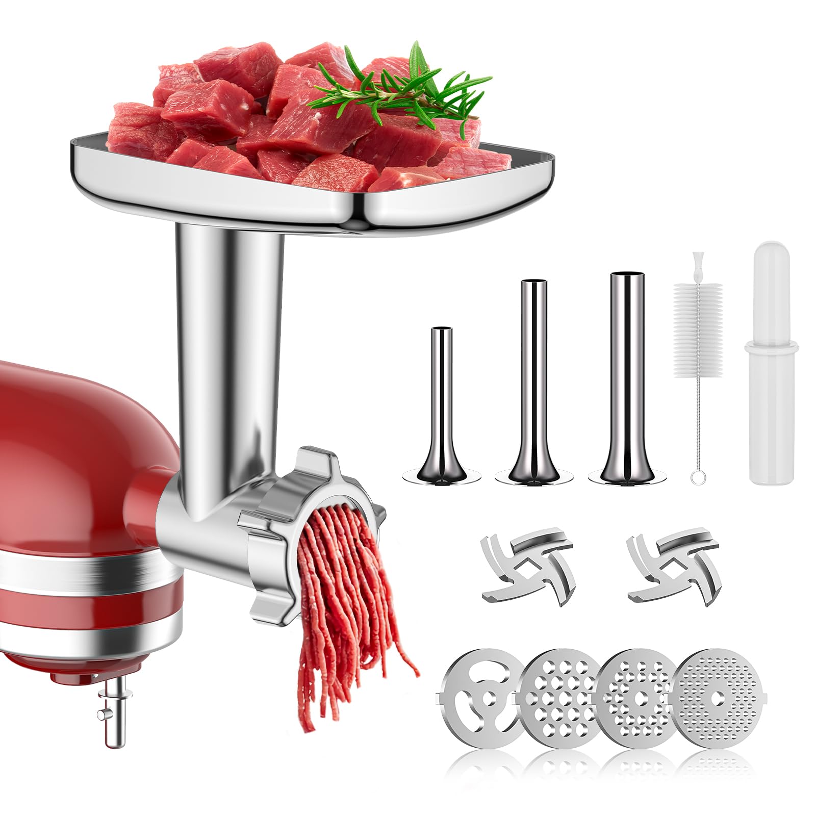 Molinillo de carne para KitchenAid de TPGSING, rendimiento eficiente para carnes y otros ingredientes.