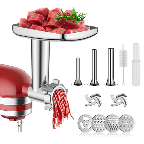 Molinillo de carne para KitchenAid de TPGSING, rendimiento eficiente para carnes y otros ingredientes.