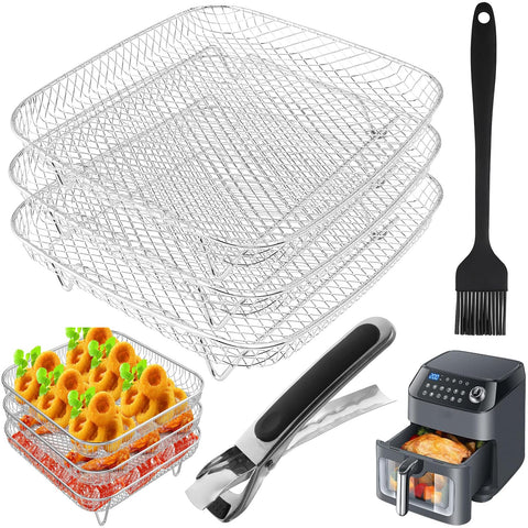 Bandejas apilables de TQEONKL para freidora, tres niveles para cocinar por separado.
