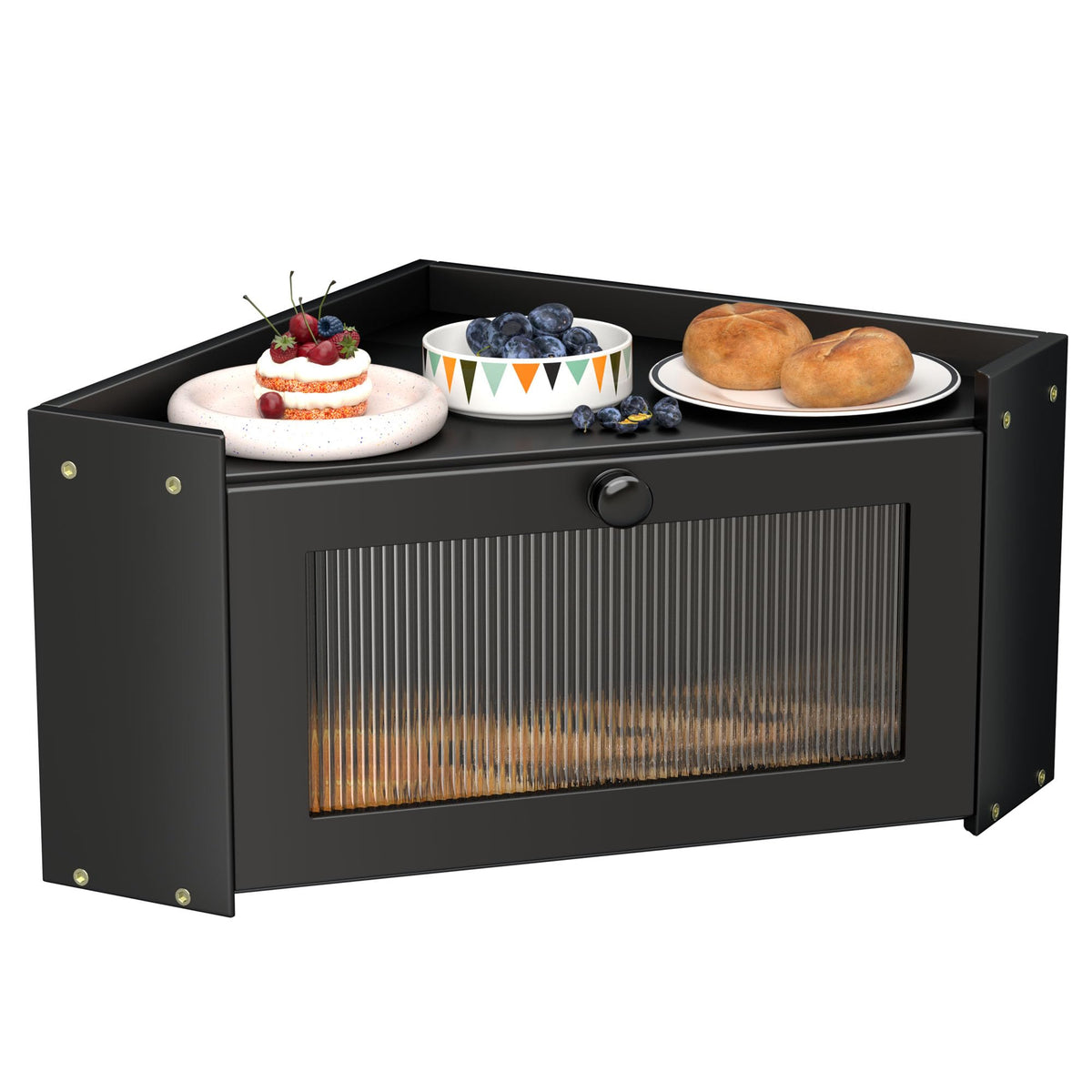 Caja TQQDCI para pan con ventana de vidrio para ver contenido sin abrir