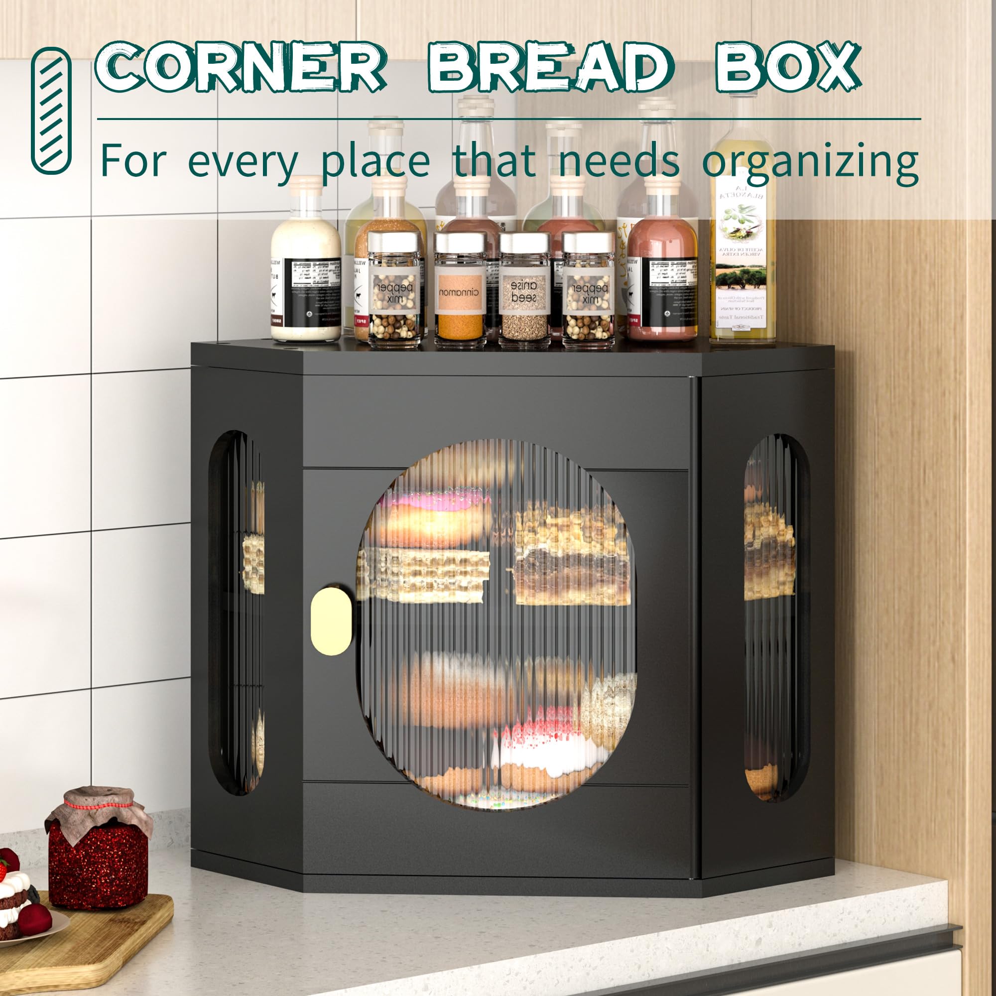 Caja pan grande de madera TQQDCI, capacidad para hogazas grandes y pan artesanal.