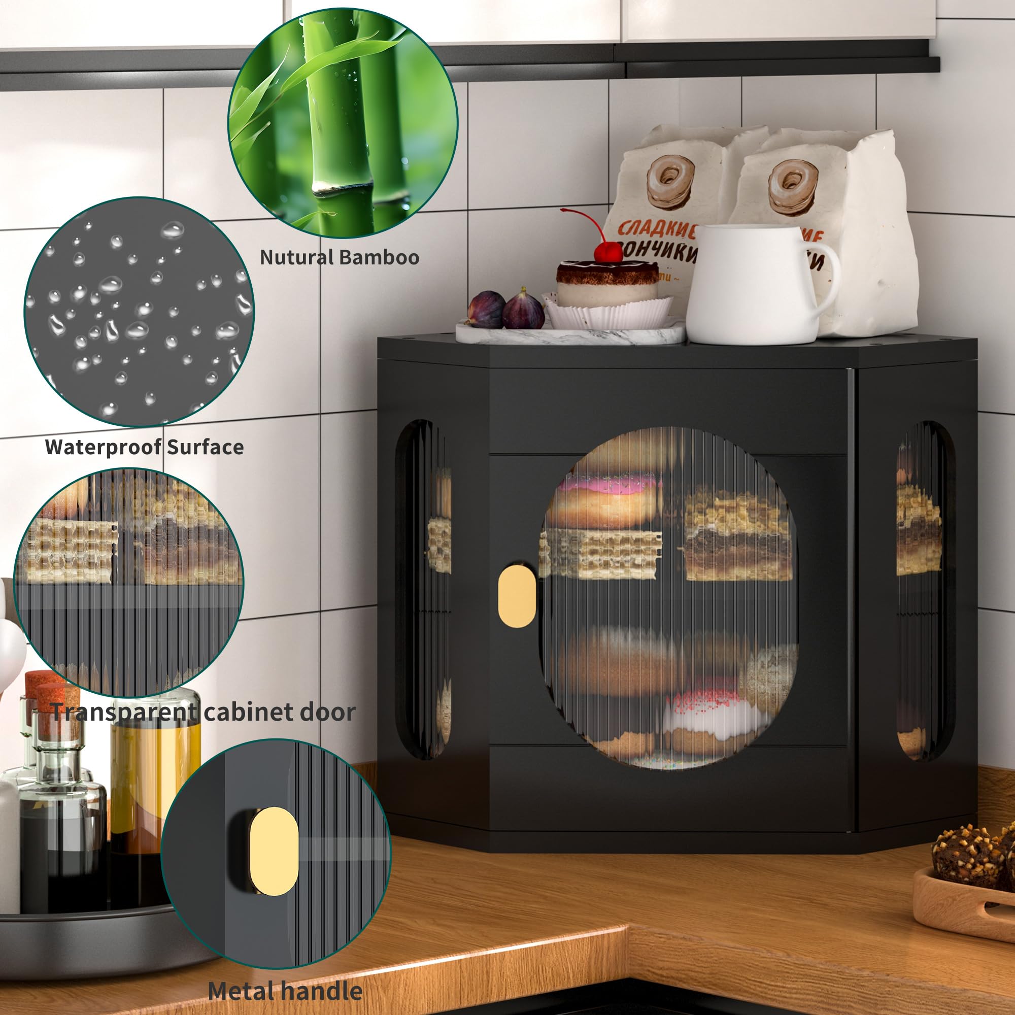 Organizador cocina vintage TQQDCI con ventana acrílica, mantiene pan y accesorios organizados.