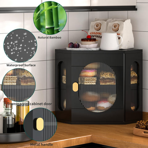 Organizador cocina vintage TQQDCI con ventana acrílica, mantiene pan y accesorios organizados.