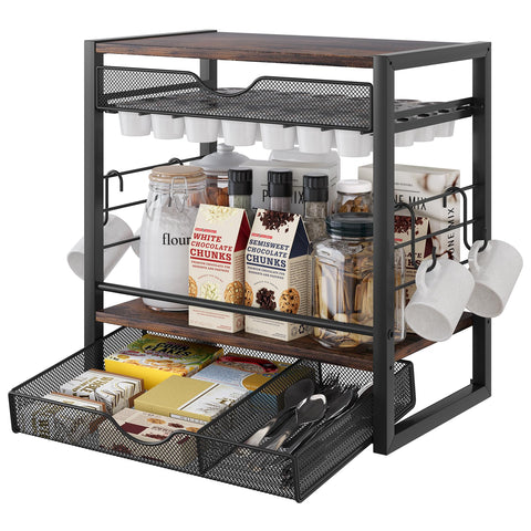 Organizador TQVAI con tres niveles para barra de café, ordena accesorios.