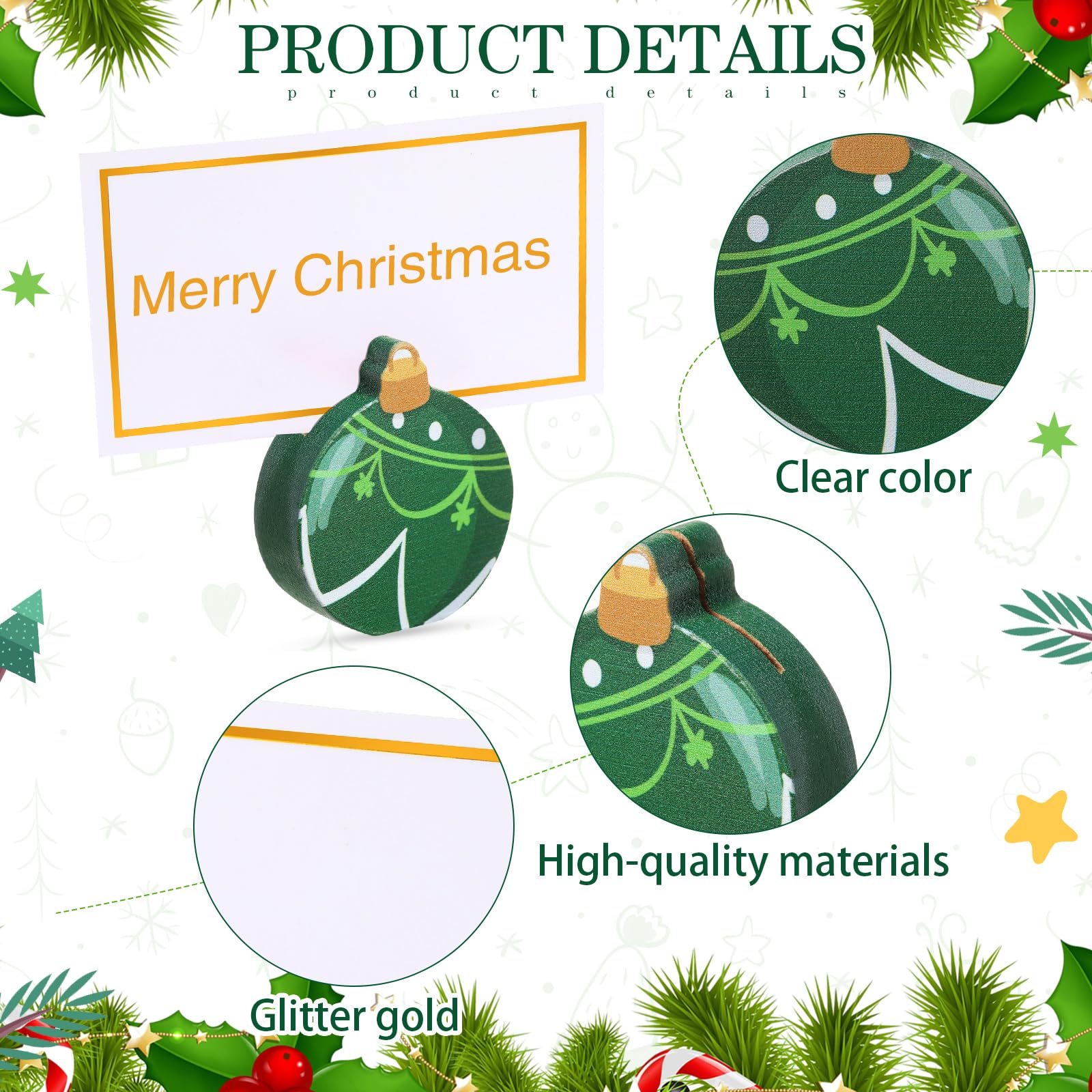 Tradder portacartas navidad madera, diseño de bolas para adornar la mesa.