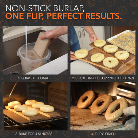 TraditionTools Bagel Board con arpillera natural para evitar que se peguen.