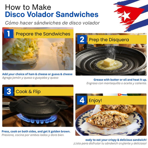 TraditionTools Disquera de Pan Cubano Redondo crea sándwich crujiente y dorado