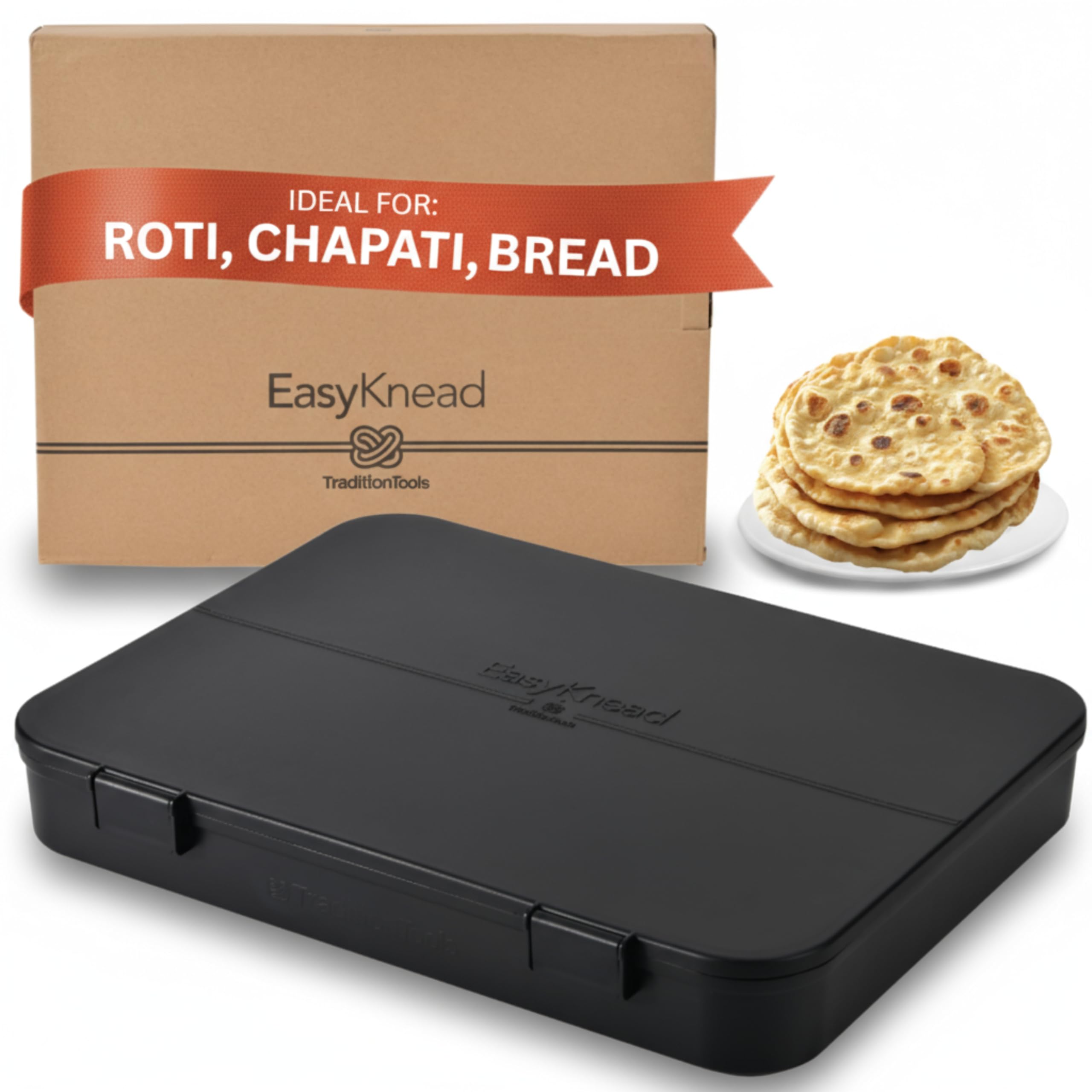 TraditionTools EasyKnead Roti Box con superficie antideslizante para amasar con control