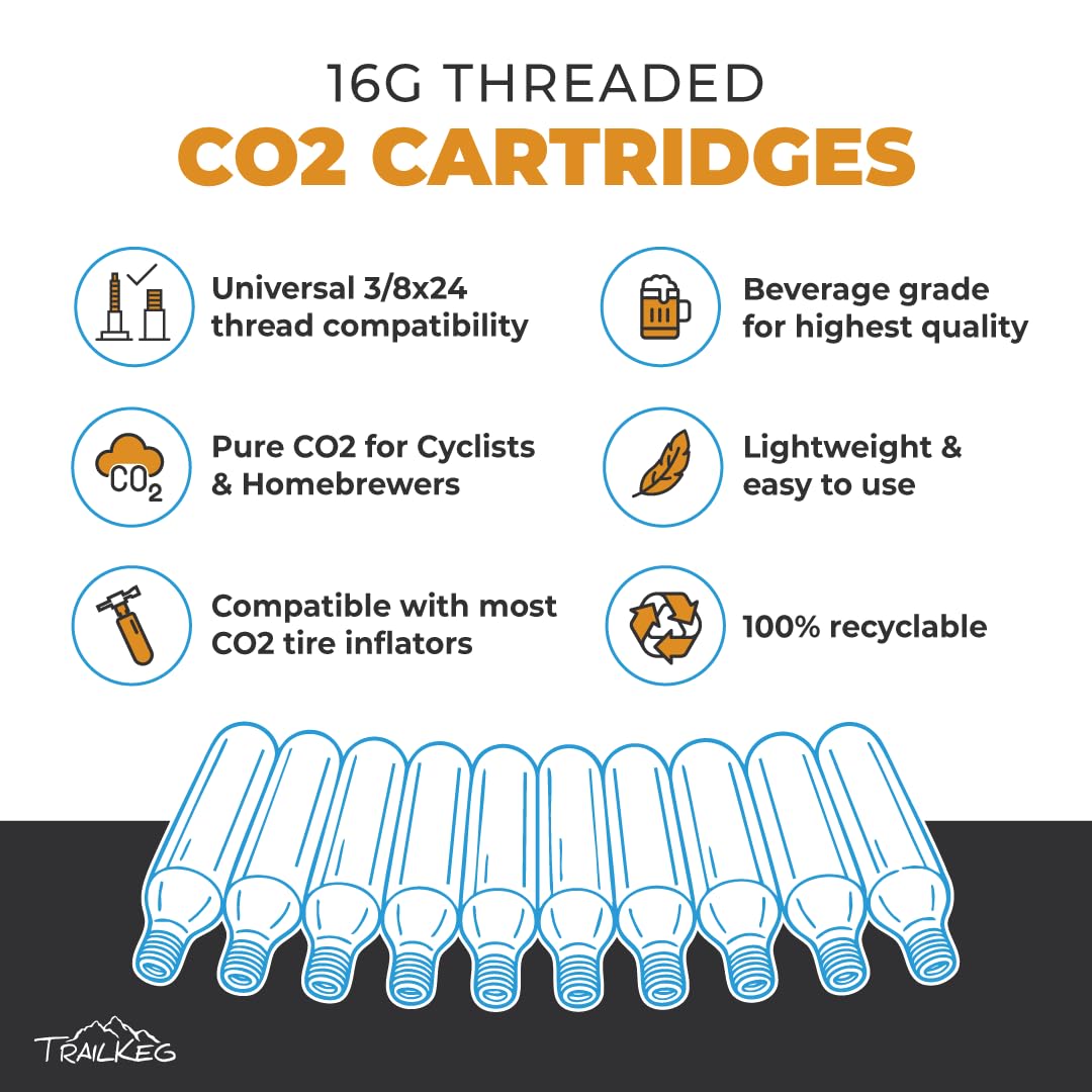TrailKeg 16g - cartucho CO2 para inflar neumaticos de bici con rapidez.