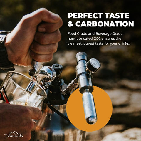 TrailKeg 16g - paque de 10 cartuchos CO2 de grado alimentario para recargas.