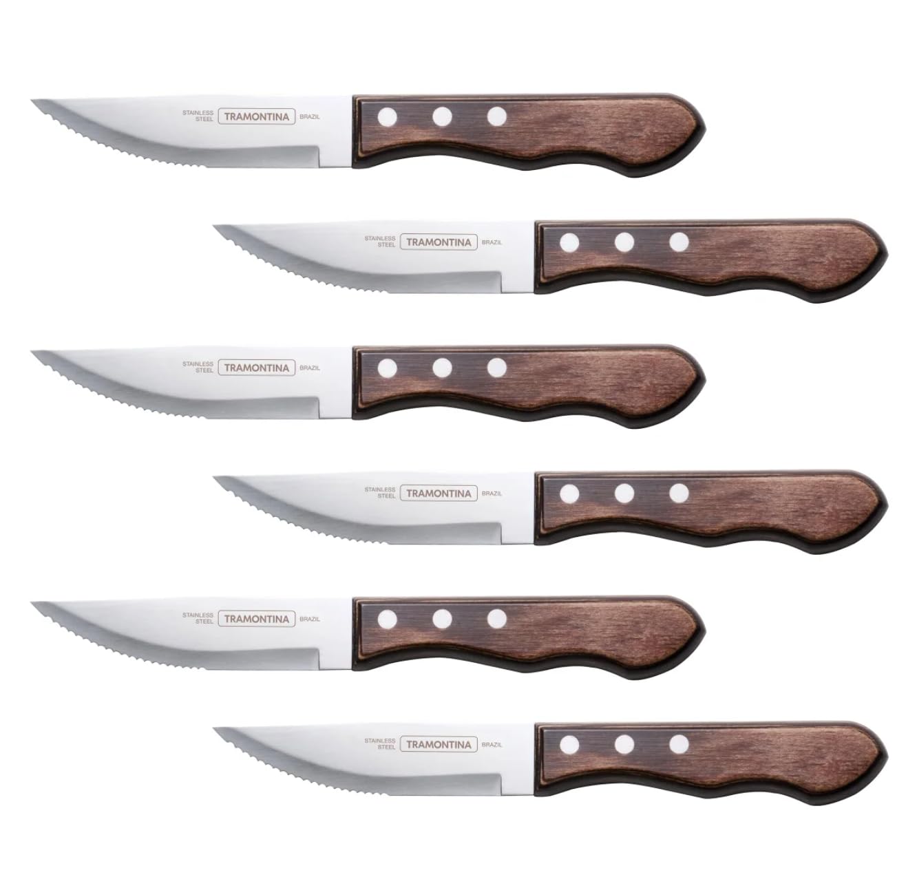 Cuchillos Tramontina jumbo para bistec, filo afilado para cortes precisos con carne gruesa.