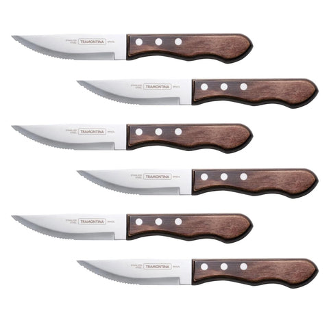 Cuchillos Tramontina jumbo para bistec, filo afilado para cortes precisos con carne gruesa.