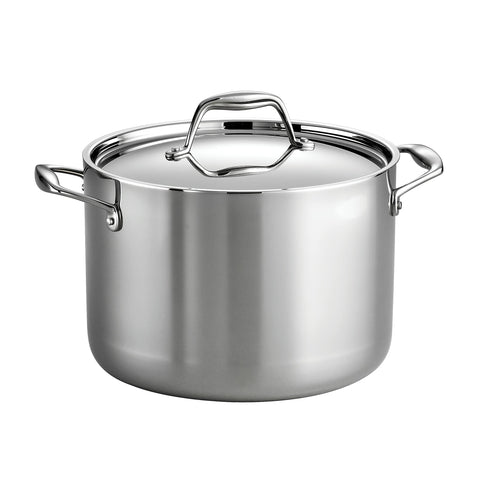 Olla Tramontina Signature 8 qt con triple capa para cocción uniforme.