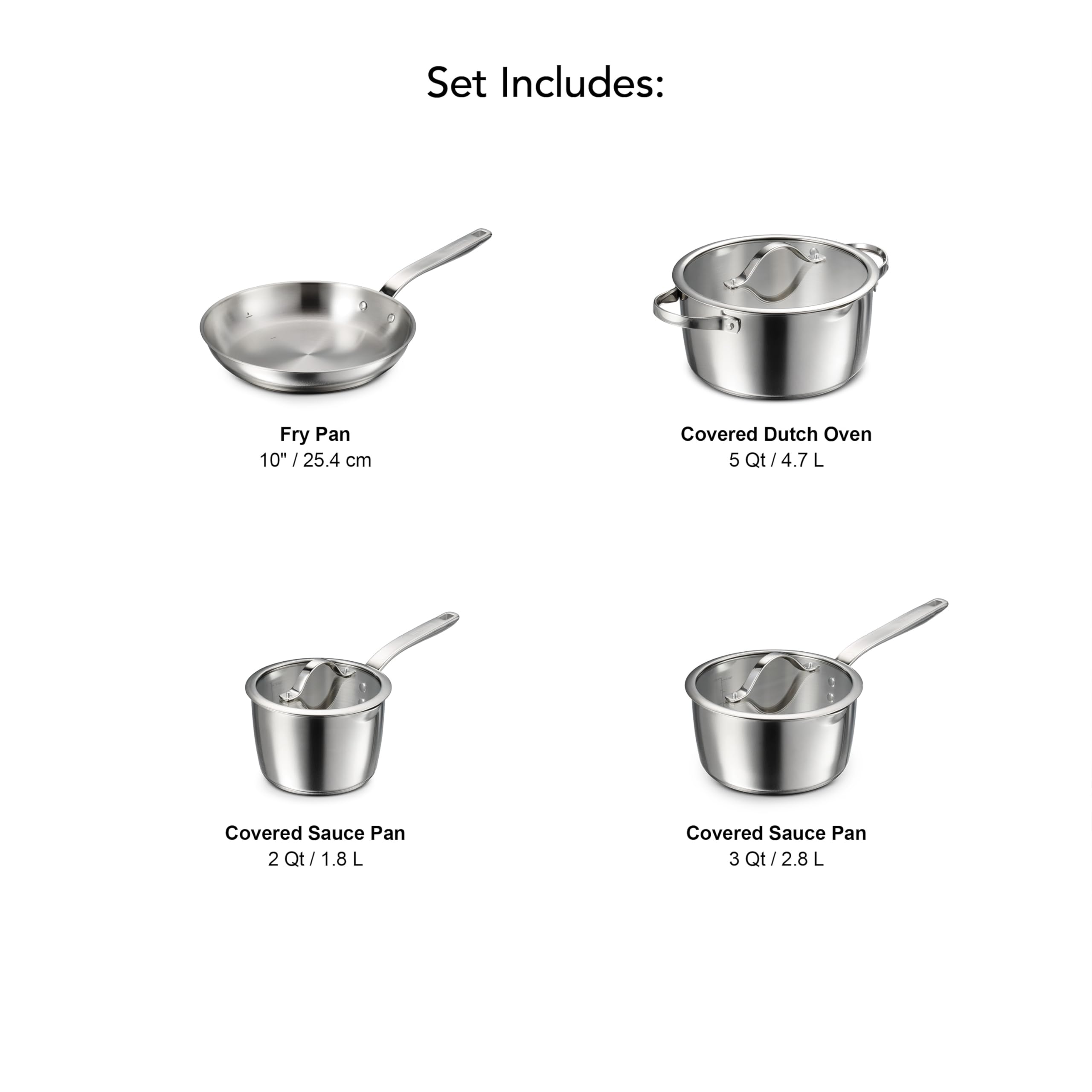 Tramontina Tempo, cazo 3 qt con tapa, distribución uniforme para recetas grandes.
