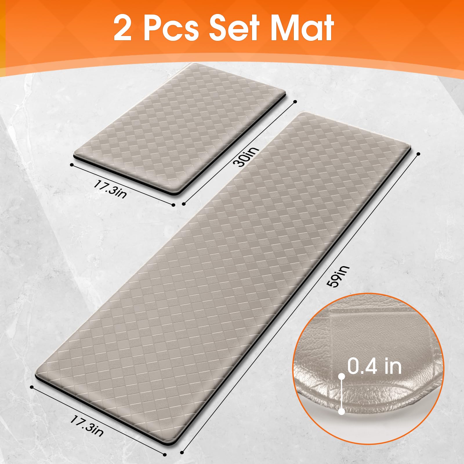 Alfombra de cocina TranquilRelax, diamante marrón, 17-3x59, anti-fatiga para pies y espalda.
