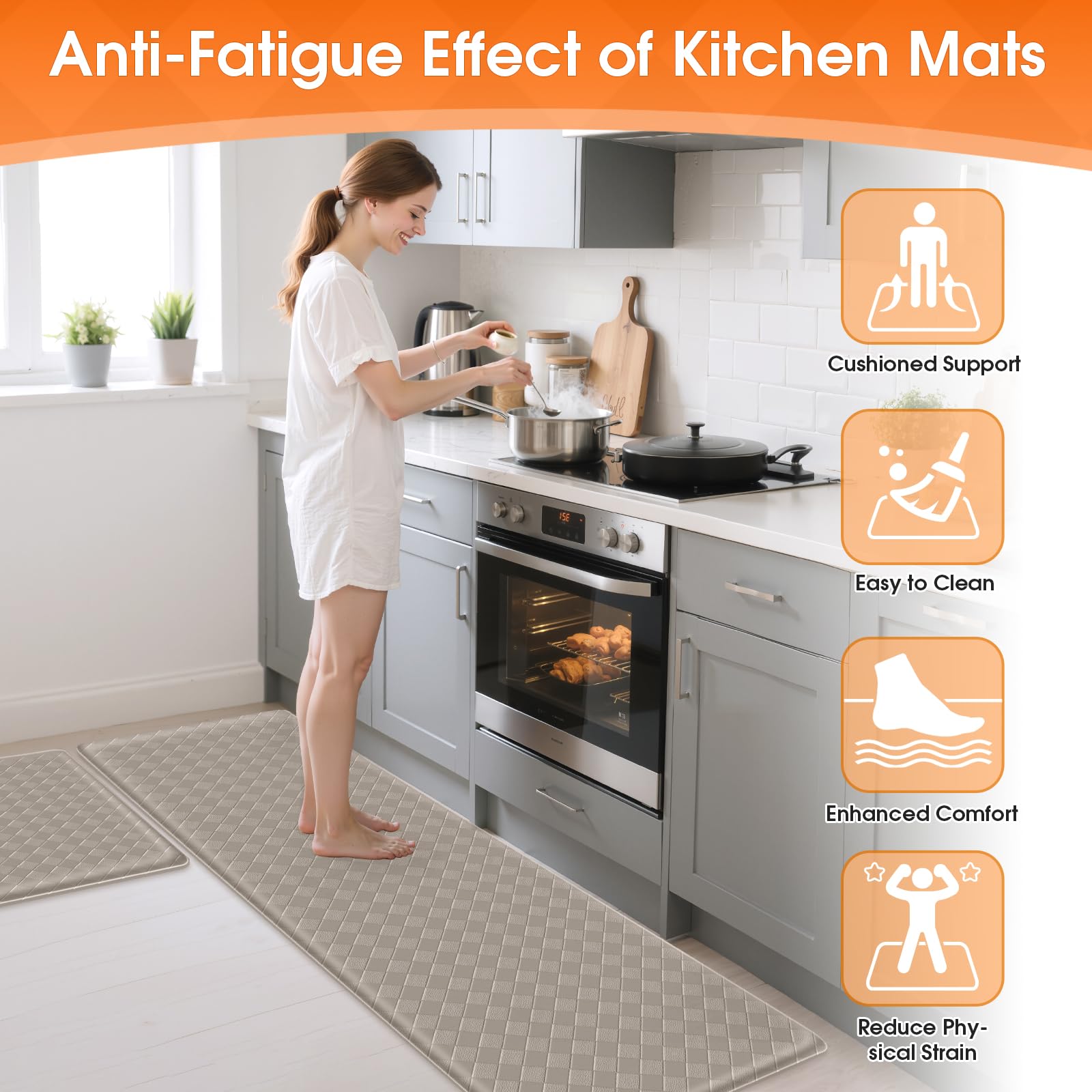 Alfombra de limpieza fácil TranquilRelax para cocina, superficie de PVC resistente a manchas.