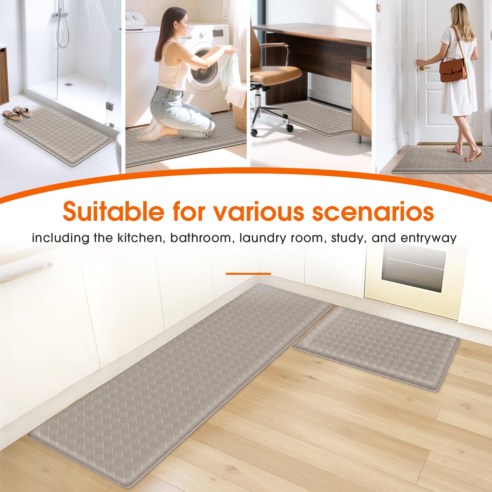 Alfombra anti-fatiga de TranquilRelax para oficina o cocina, confort al estar de pie.