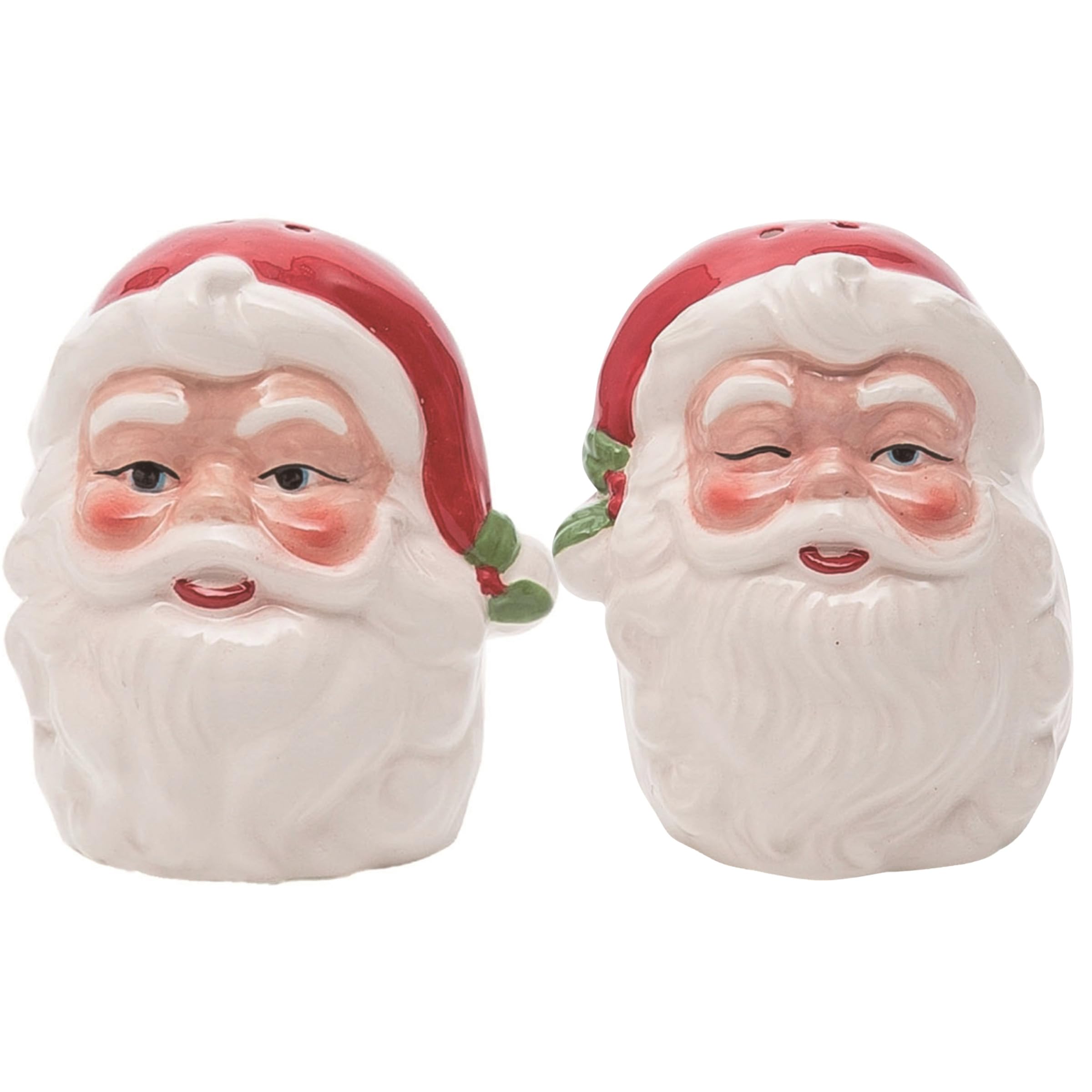 Transpac Dolomita Santa multicolor, juego de sal y pimienta para celebrar Navidad.