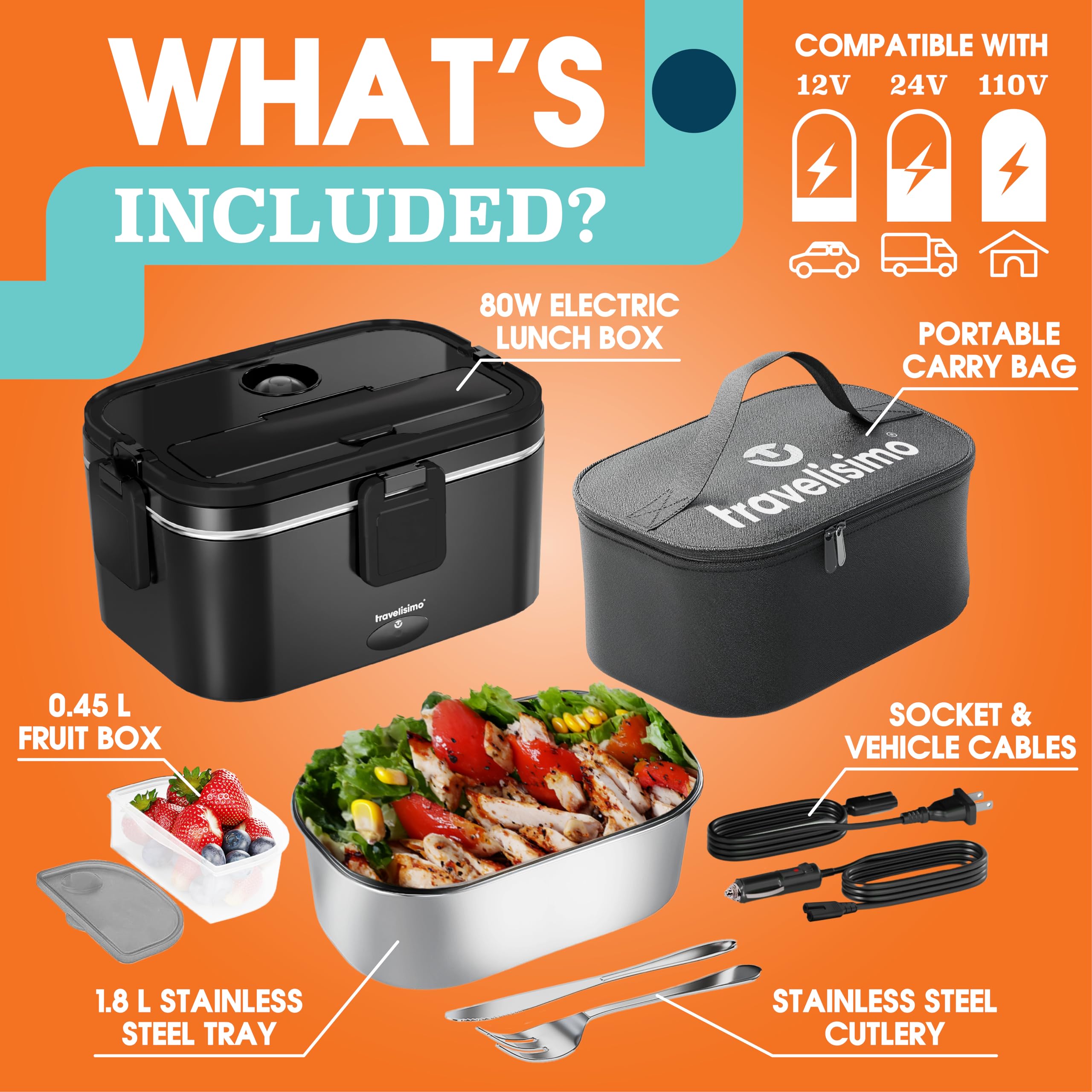 TRAVELISIMO lonchera acero inoxidable, higiene priorizada para comidas seguras y limpias