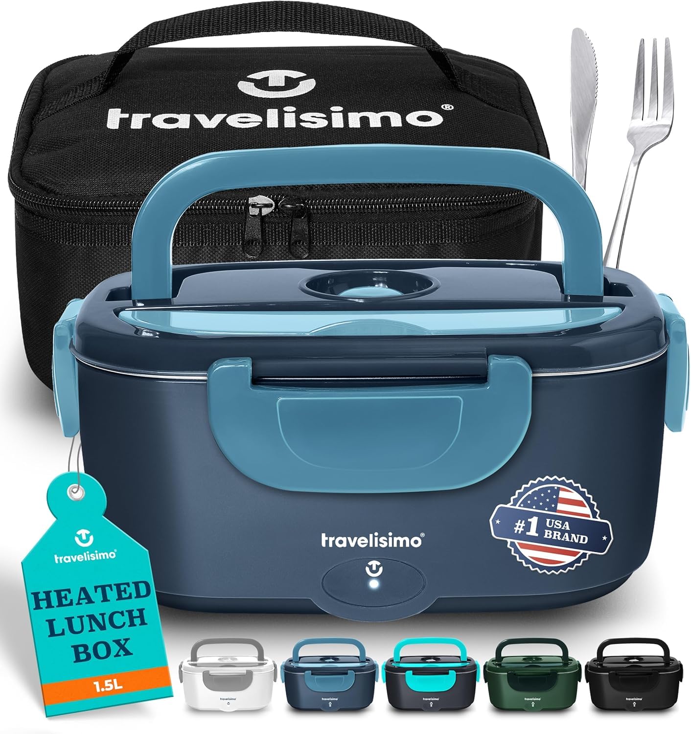 TRAVELISIMO lonchera eléctrica abierta para comida caliente en movimiento.