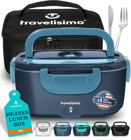 TRAVELISIMO lonchera eléctrica abierta para comida caliente en movimiento.